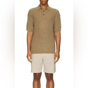 AllSaints Miller Short Sleeved Polo in Herb Green - Size M